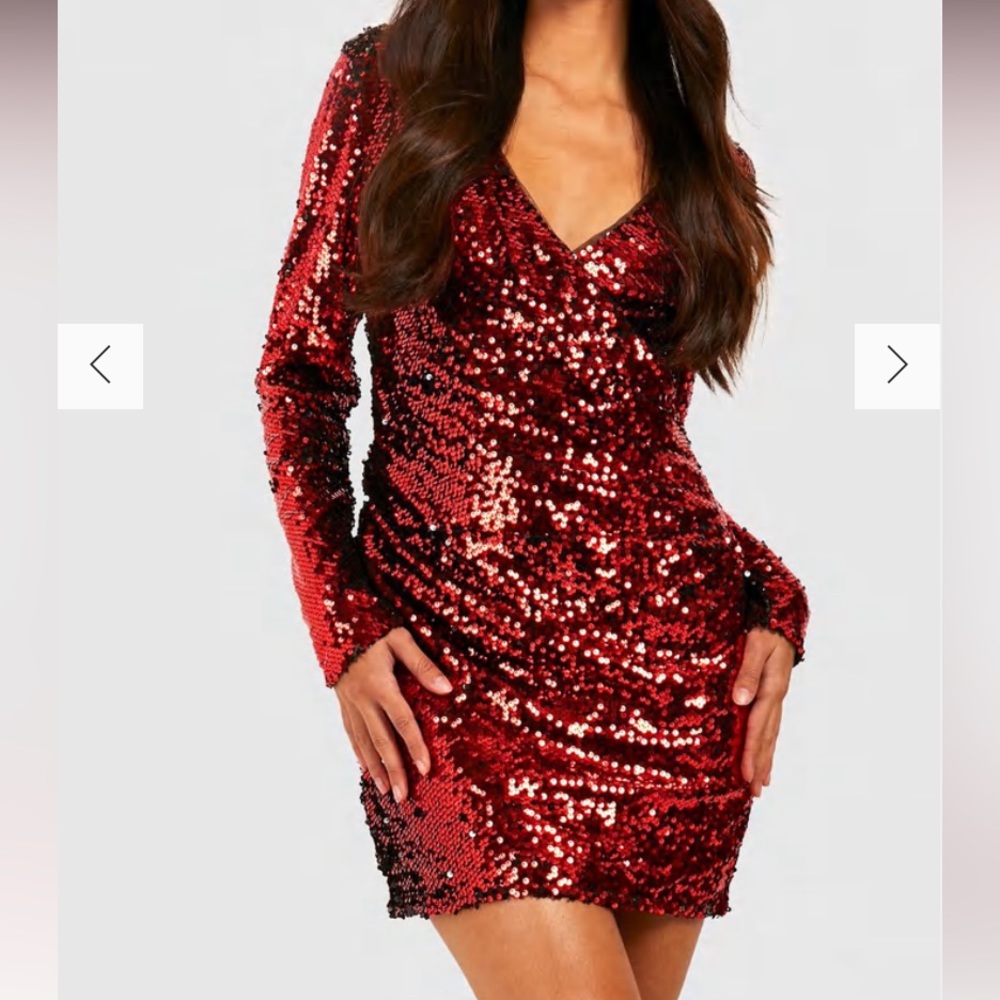 NWT - Boohoo Wrap Over Sequin Dress